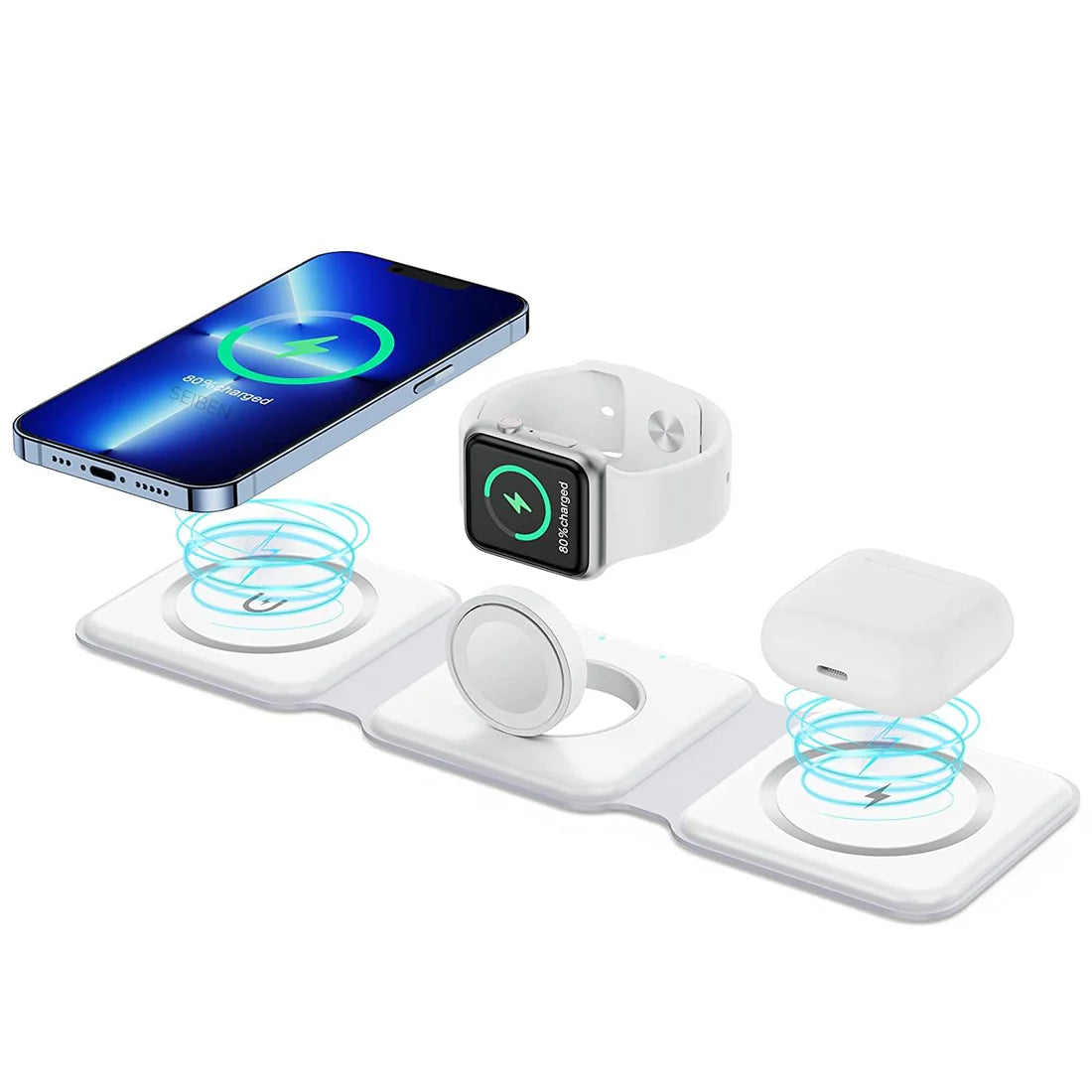 MagFlex™: Base cargador 3-en-1 para tu celular, reloj y audífonos, todo en un solo lugar