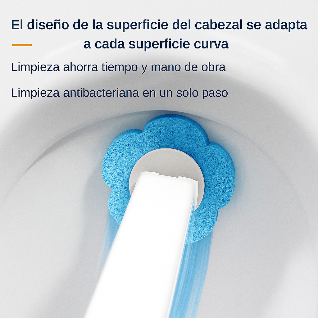 HygieClean™ – Cepillo 360° con 6 Cabezales Desechables para una Limpieza Impecable sin Tocar la Suciedad