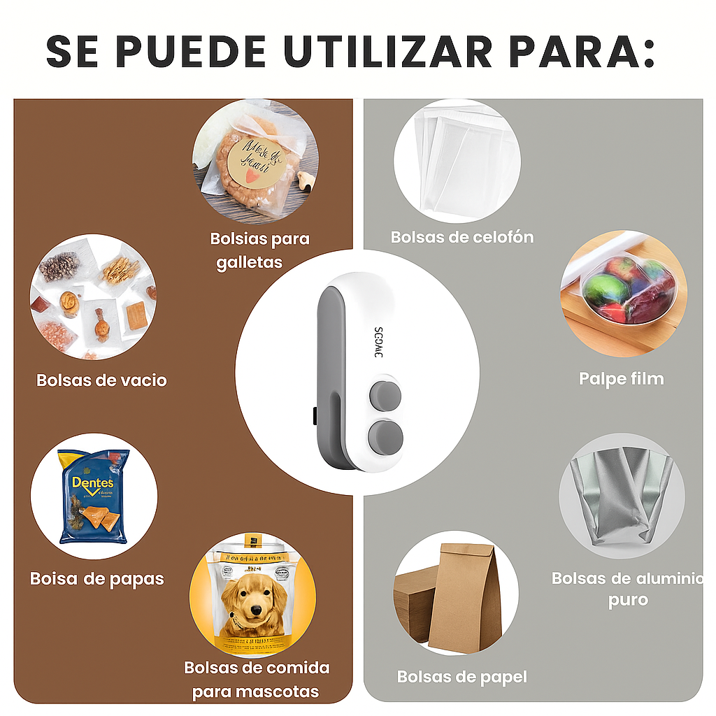FreshLock™ Sellador y Cortador 2-en-1  Sella y conserva tus snacks en segundos, sin pre-calentar