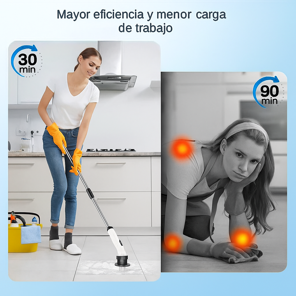 PuraClean™ Scrubber Cepillo Electrico Retractil - Elimina jabón pegado y sarro en segundos.