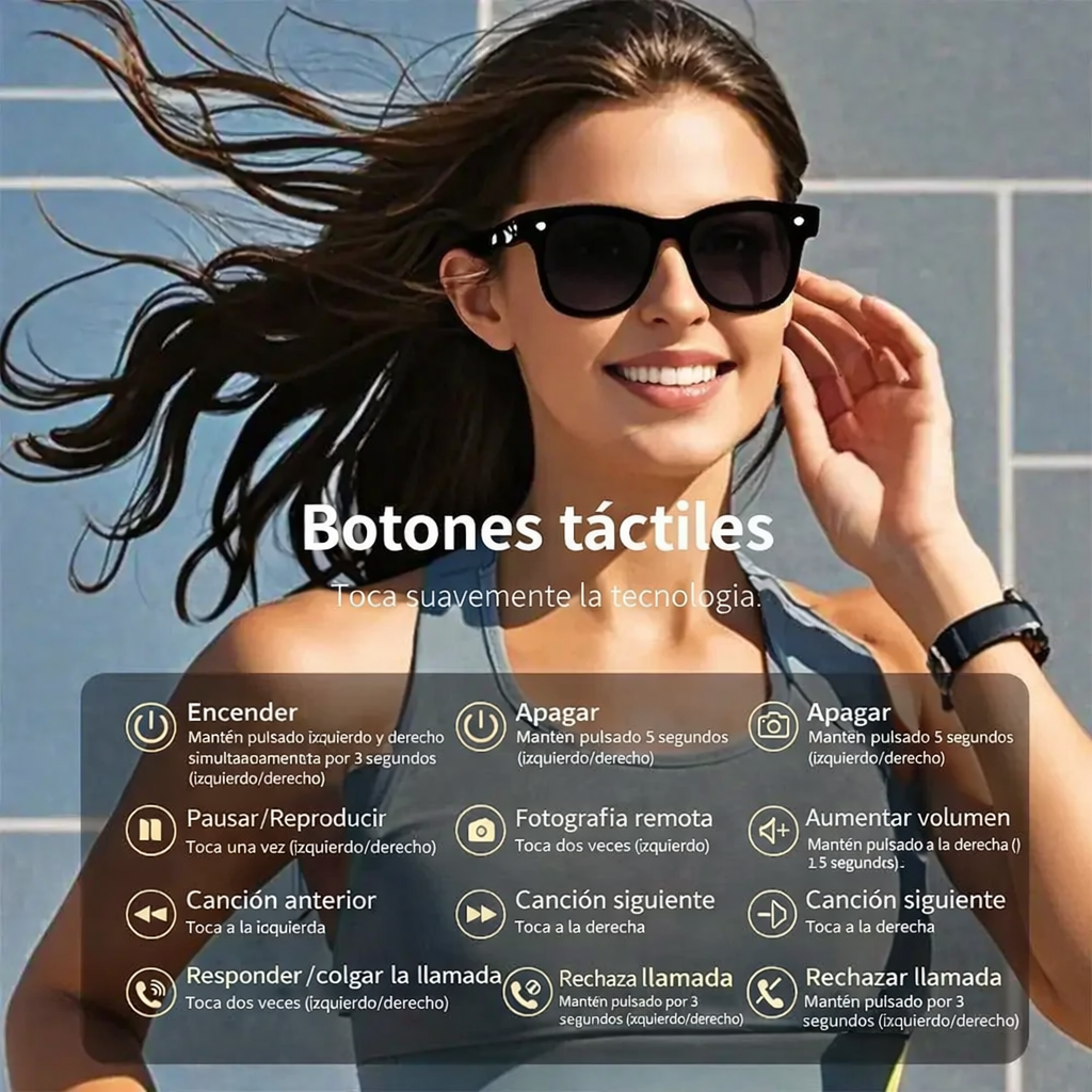 FreeBeat Glasses™ Libérate de cables y auriculares. Escucha música y responde llamadas sin usar las manos.