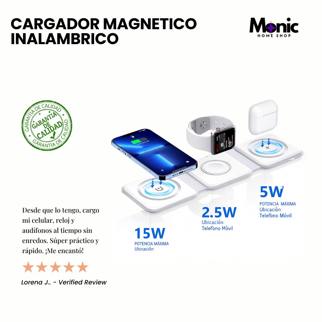 MagFlex™: Base cargador 3-en-1 para tu celular, reloj y audífonos, todo en un solo lugar