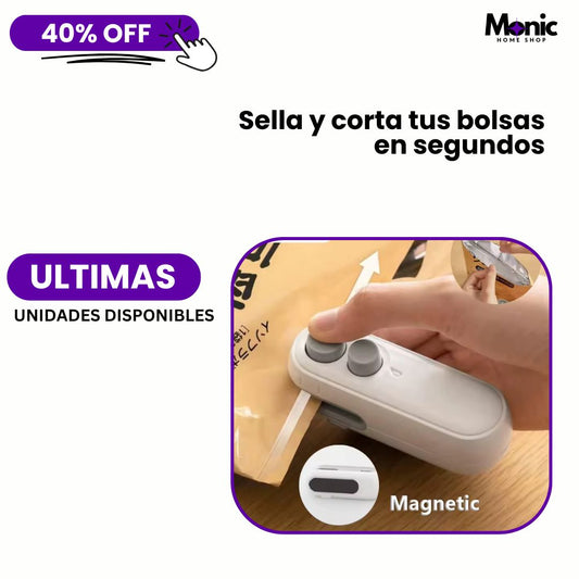 FreshLock™ Sellador y Cortador 2-en-1  Sella y conserva tus snacks en segundos, sin pre-calentar