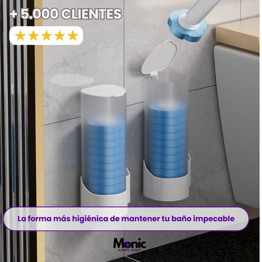 HygieClean™ – Cepillo 360° con 6 Cabezales Desechables para una Limpieza Impecable sin Tocar la Suciedad