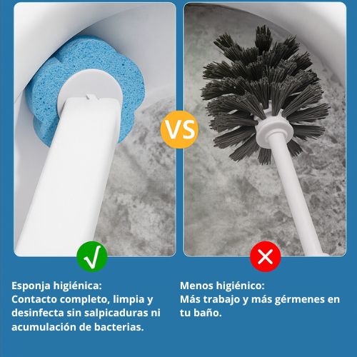 HygieClean™ – Cepillo 360° con 6 Cabezales Desechables para una Limpieza Impecable sin Tocar la Suciedad