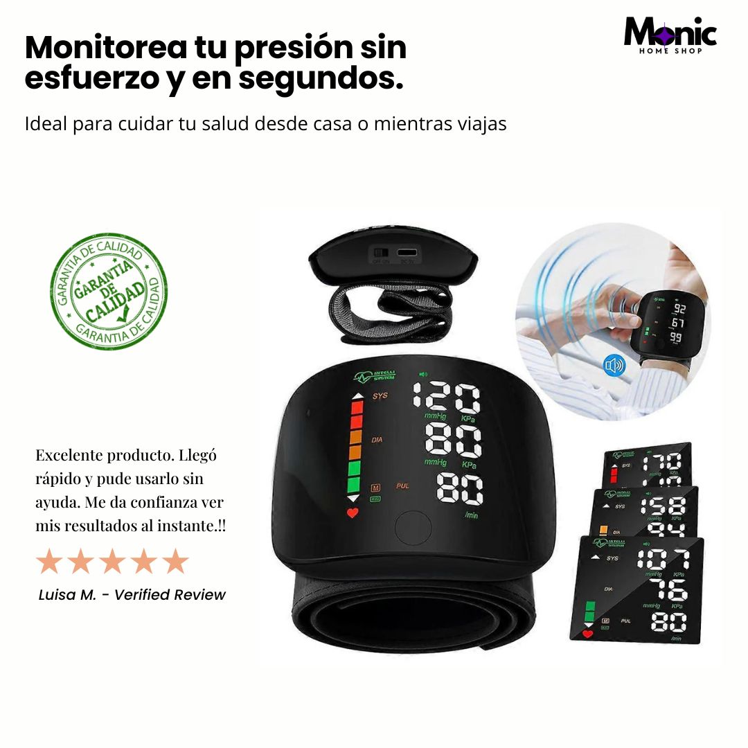 VitalCheck™ Tensiómetro Digital de Muñeca con Voz – Controla tu presión en segundos desde casa