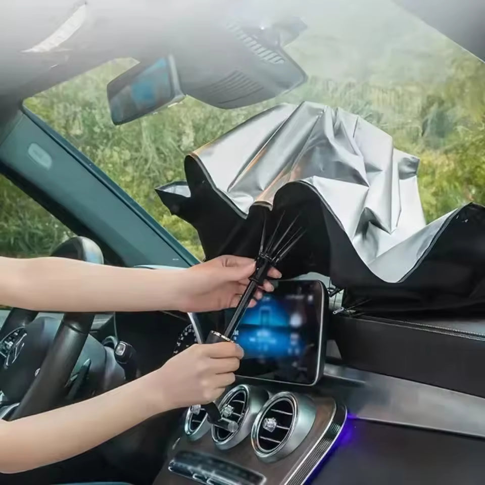Parasol plegable Brellashade®: Tu carro fresco al instante, sin esfuerzo