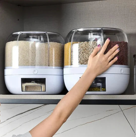 Dispensador Giratorio 360° de 6 puestos para Granos  – Ordena tu cocina en segundos